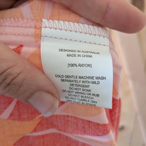 Abel The Label Floral Maxi Dress Womens Medium Smocked Tiered Sleeveless Orange - Picture 10 of 10